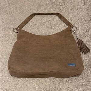Chic Brown Suede Shoulder Bag with Tassel